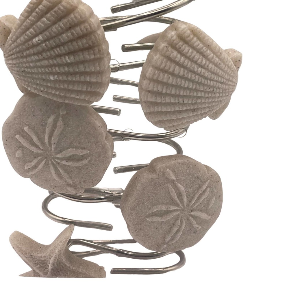 Sonoma Coastal Shower Curtain Hooks Ivory Shells Set of 12 - Picture 3 of 4